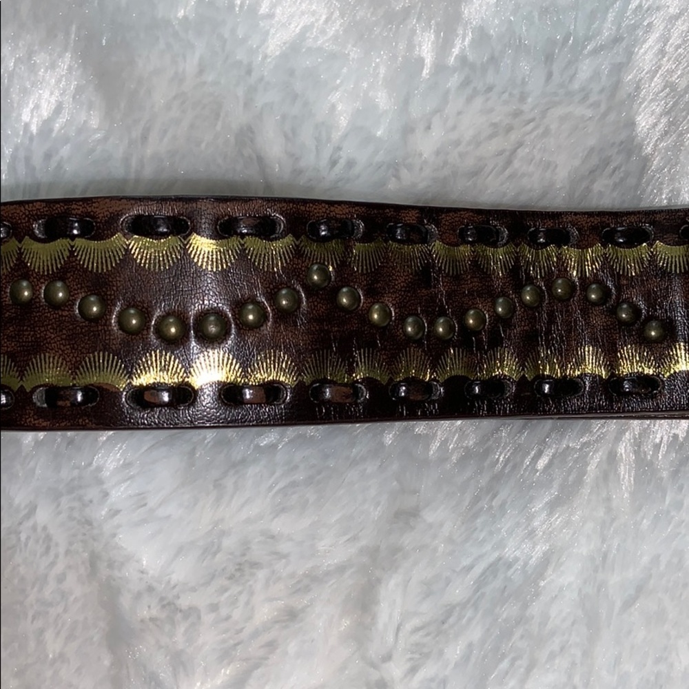 Gold and brown leather belt size XL - Picture 4 of 7